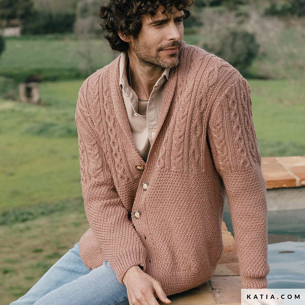 Katia Big Merino 011 Parel - Patroon breien haken heren jas herfst winter katia — gemaakt met Katia Big Merino (3)