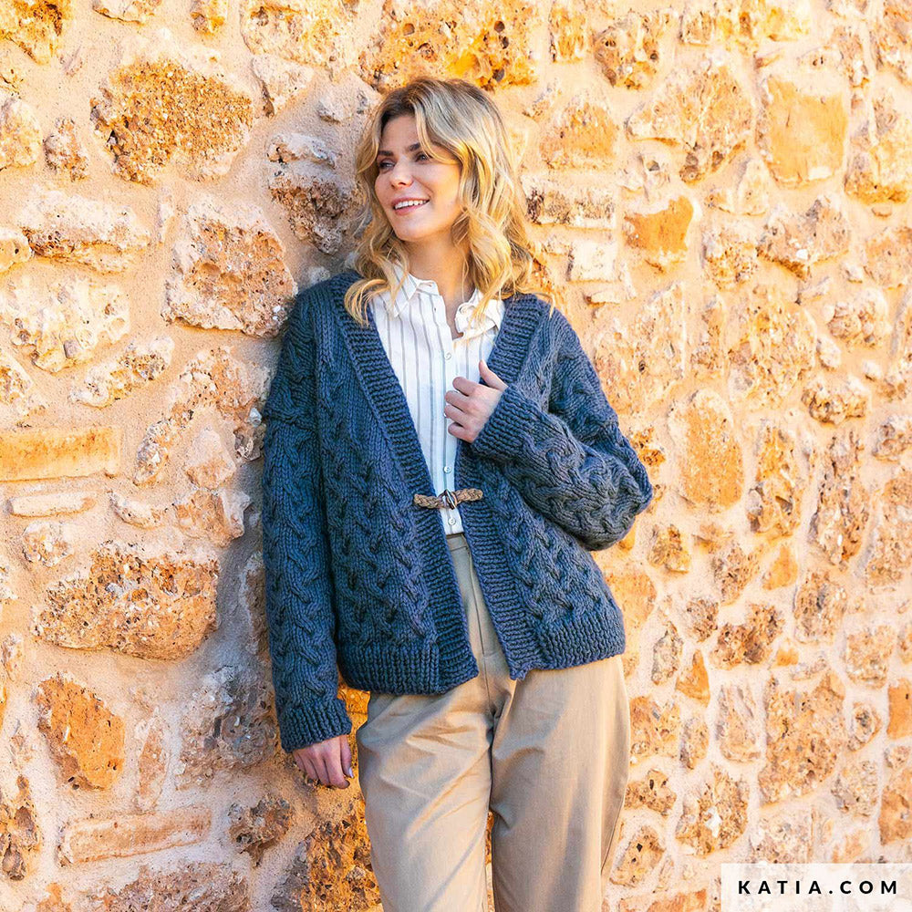 Katia Big Merino 011 Parel - Patroon breien haken dames jas herfst winter katia — gemaakt met Katia Big Merino (7)