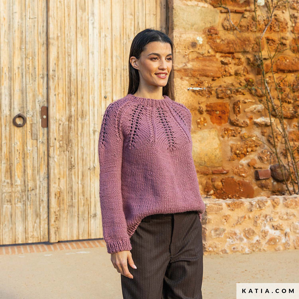 Katia Big Merino 021 Oranje - Patroon breien haken dames trui herfst winter katia — gemaakt met Katia Big Merino (6)