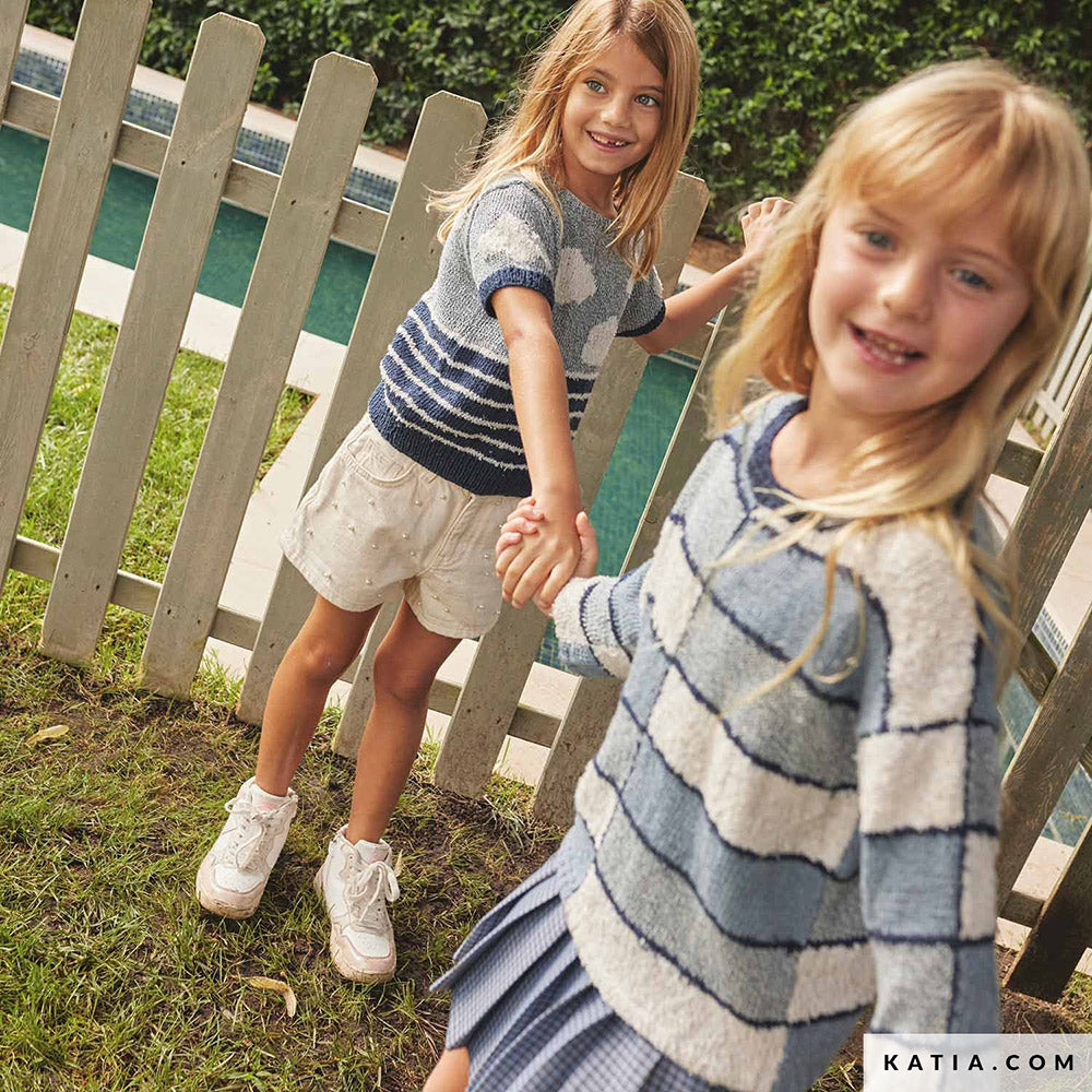 Katia Blue Jeans II 103 Donker Jeans - Patroon breien haken kinderen trui lente zomer katia — gemaakt met Katia Blue Jeans II (3)