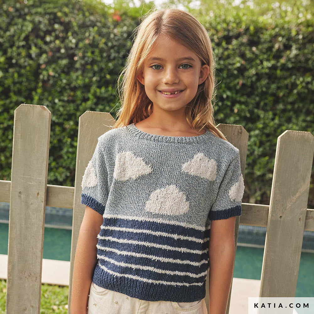 Katia Blue Jeans II 103 Donker Jeans - Patroon breien haken kinderen shirt lente zomer katia — gemaakt met Katia Blue Jeans II (4)