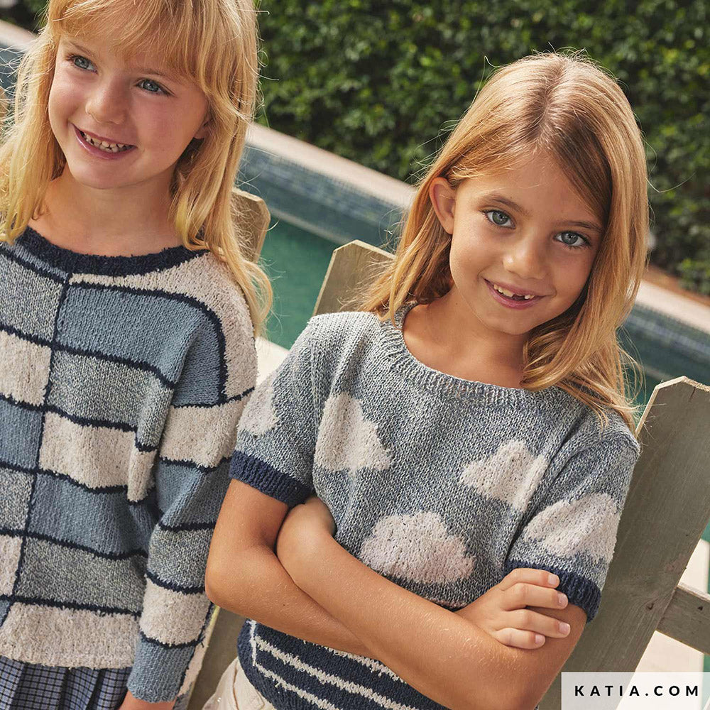 Katia Blue Jeans II 103 Donker Jeans - Patroon breien haken kinderen shirt lente zomer katia — gemaakt met Katia Blue Jeans II