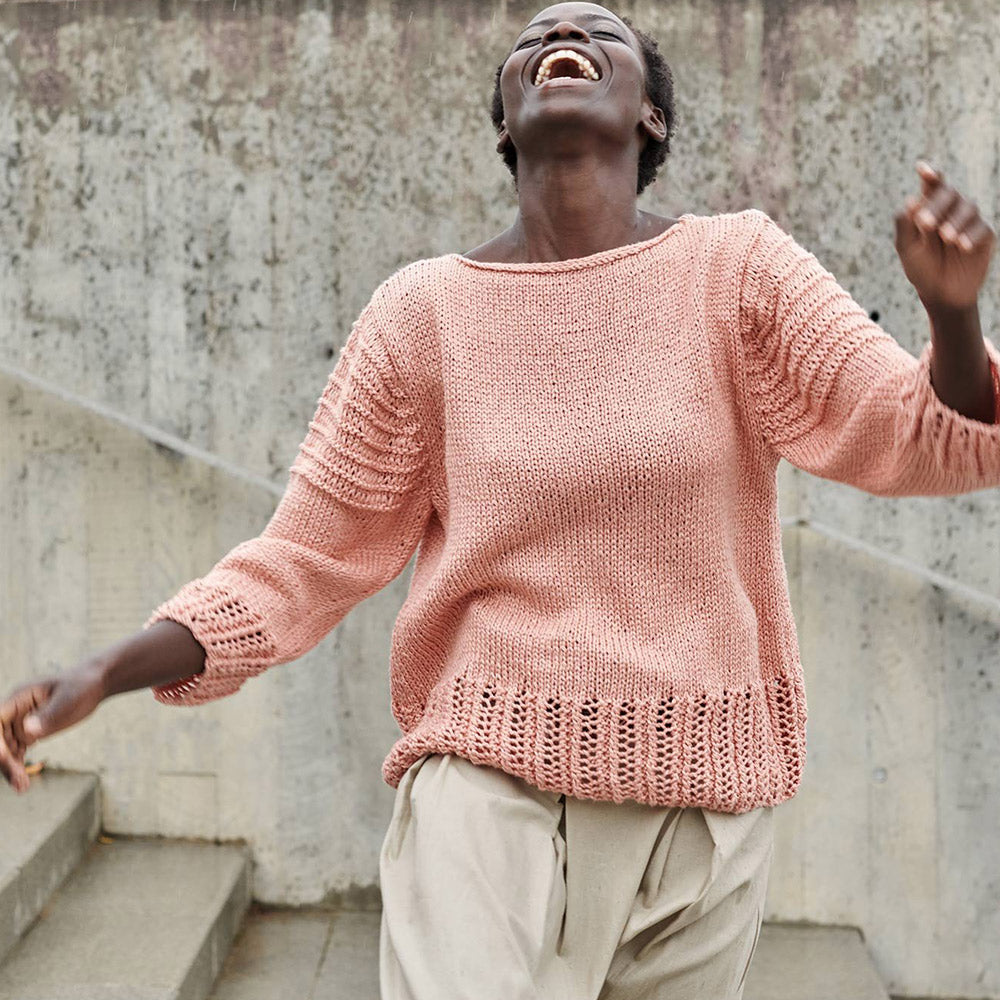 Katia Calma 59 Licht Beige - Patroon breien haken dames trui lente zomer katia — gemaakt met Katia Calma