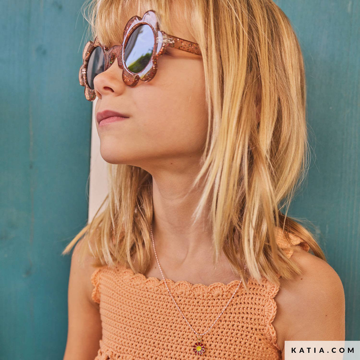 Patroon breien haken kinderen topje lente zomer katia — gemaakt met Katia Capri 82213 Kaki (3)