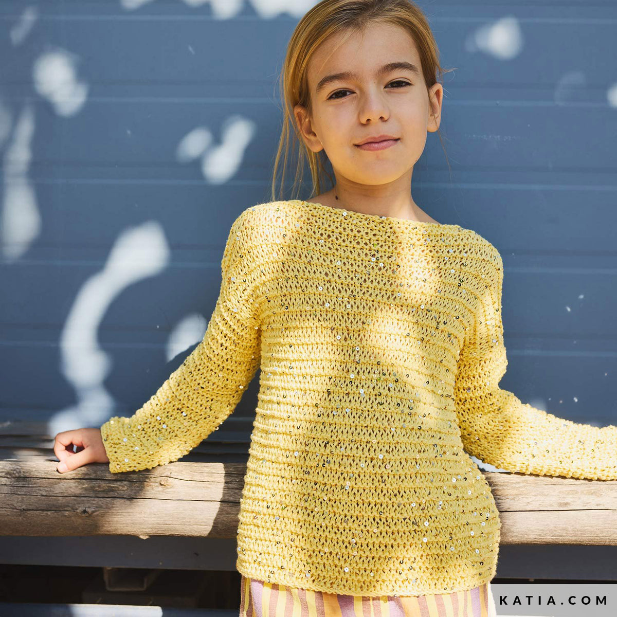Katia Cleopatra 065 Beige - Patroon breien haken kinderen trui lente zomer katia — gemaakt met Katia Cleopatra (7)