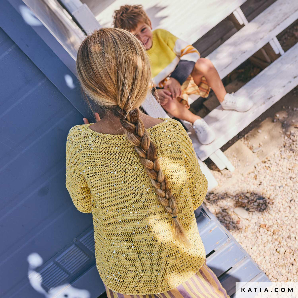 Katia Cleopatra 065 Beige - Patroon breien haken kinderen trui lente zomer katia — gemaakt met Katia Cleopatra (2)