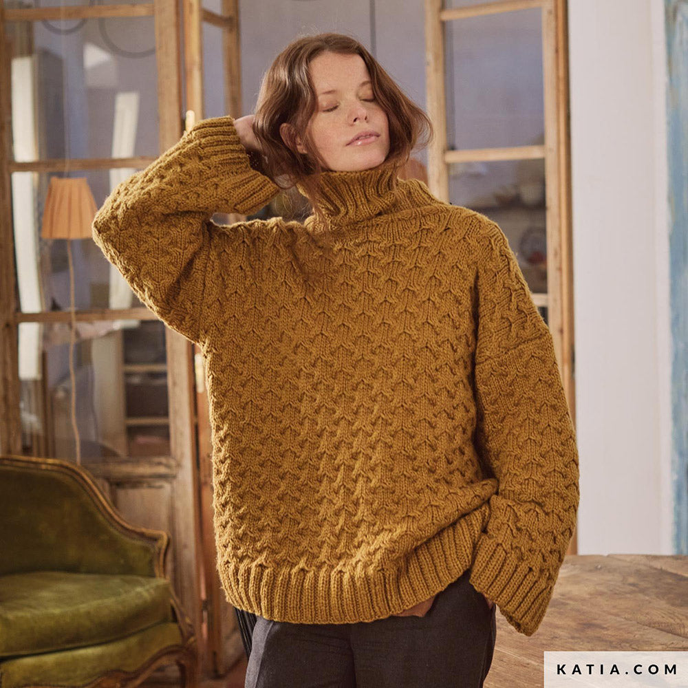 Patroon breien haken dames trui herfst winter katia — gemaakt met Katia Concept 100% Wool Textures Herfst-Winter 2025-2026 (7)