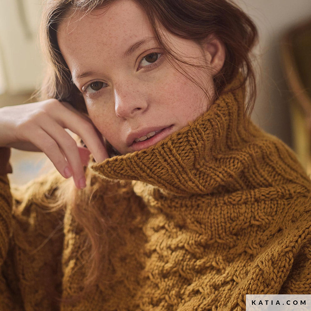 Patroon breien haken dames trui herfst winter katia — gemaakt met Katia Concept 100% Wool Textures Herfst-Winter 2025-2026 (4)