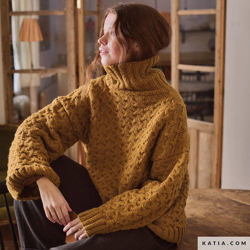 Patroon breien haken dames trui herfst winter katia — gemaakt met Katia Concept 100% Wool Textures Herfst-Winter 2025-2026 (8)