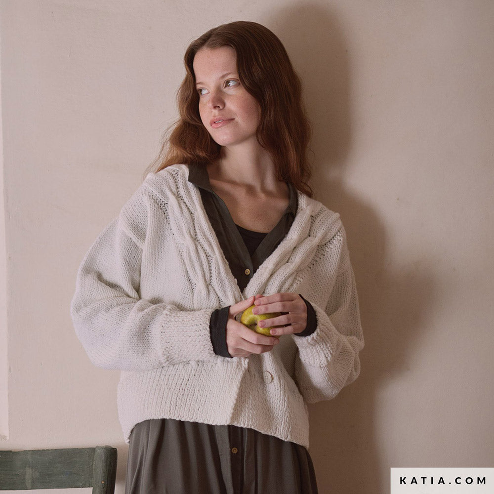 Patroon breien haken dames jas herfst winter katia — gemaakt met Katia Concept 100% Wool Textures Herfst-Winter 2025-2026