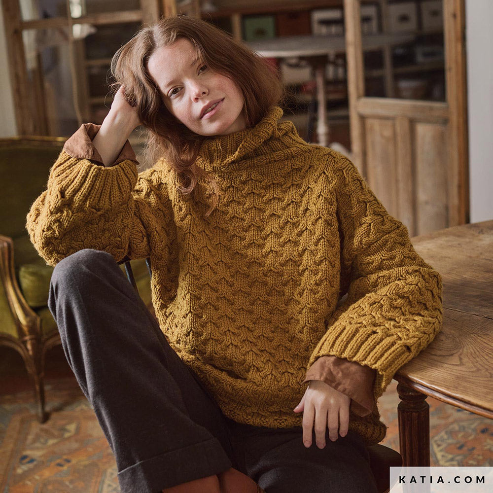 Patroon breien haken dames trui herfst winter katia — gemaakt met Katia Concept 100% Wool Textures Herfst-Winter 2025-2026 (10)