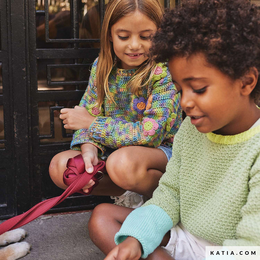 Katia Cotton 100% 005 Zeer donker blauw - Patroon breien haken kinderen trui lente zomer katia — gemaakt met Katia Cotton 100% (19)
