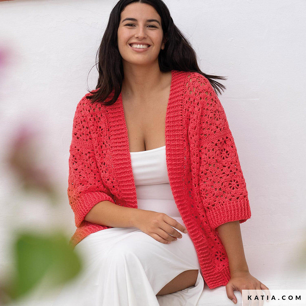Katia Cotton 100% 005 Zeer donker blauw - Patroon breien haken dames jas lente zomer katia — gemaakt met Katia Cotton 100% (6)