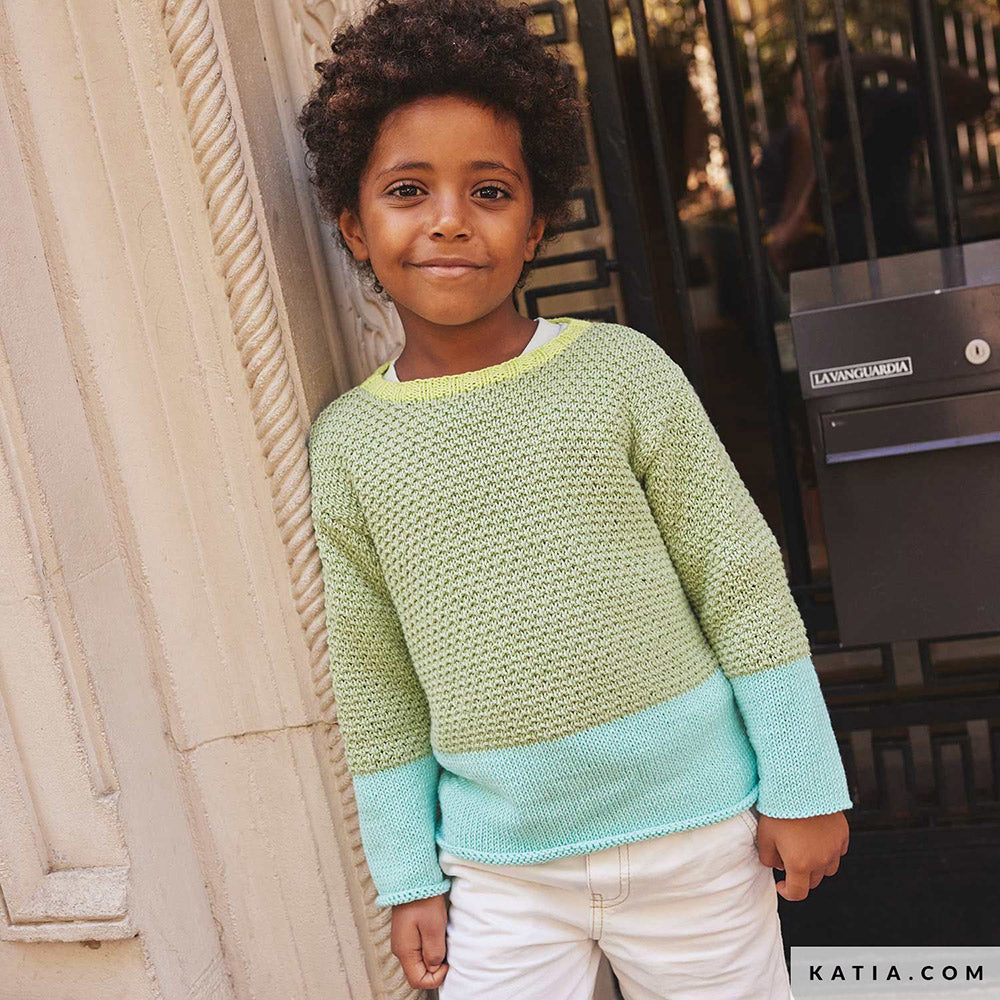 Katia Cotton 100% 064 Roest bruin - Patroon breien haken kinderen trui lente zomer katia — gemaakt met Katia Cotton 100% (22)
