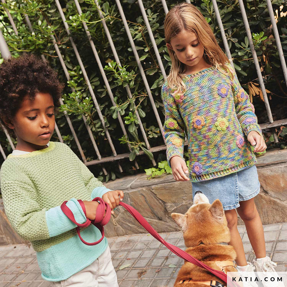 Katia Cotton 100% 064 Roest bruin - Patroon breien haken kinderen trui lente zomer katia — gemaakt met Katia Cotton 100% (21)