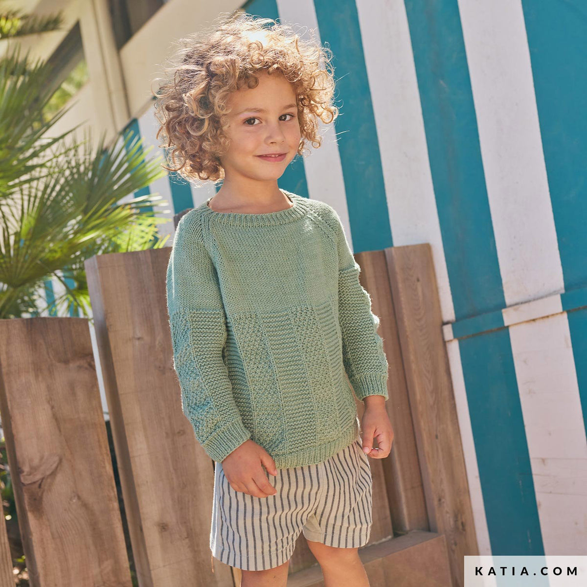 Katia Cotton-Camel 054 Violet - Patroon breien haken kinderen trui lente zomer katia — gemaakt met Katia Cotton-Camel (4)