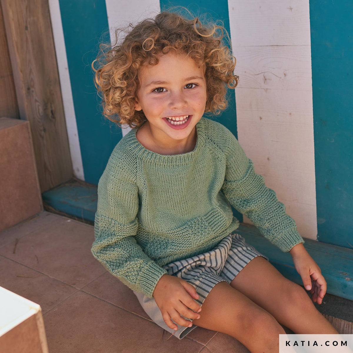 Katia Cotton-Camel 057 Grijs - Patroon breien haken kinderen trui lente zomer katia — gemaakt met Katia Cotton-Camel (2)
