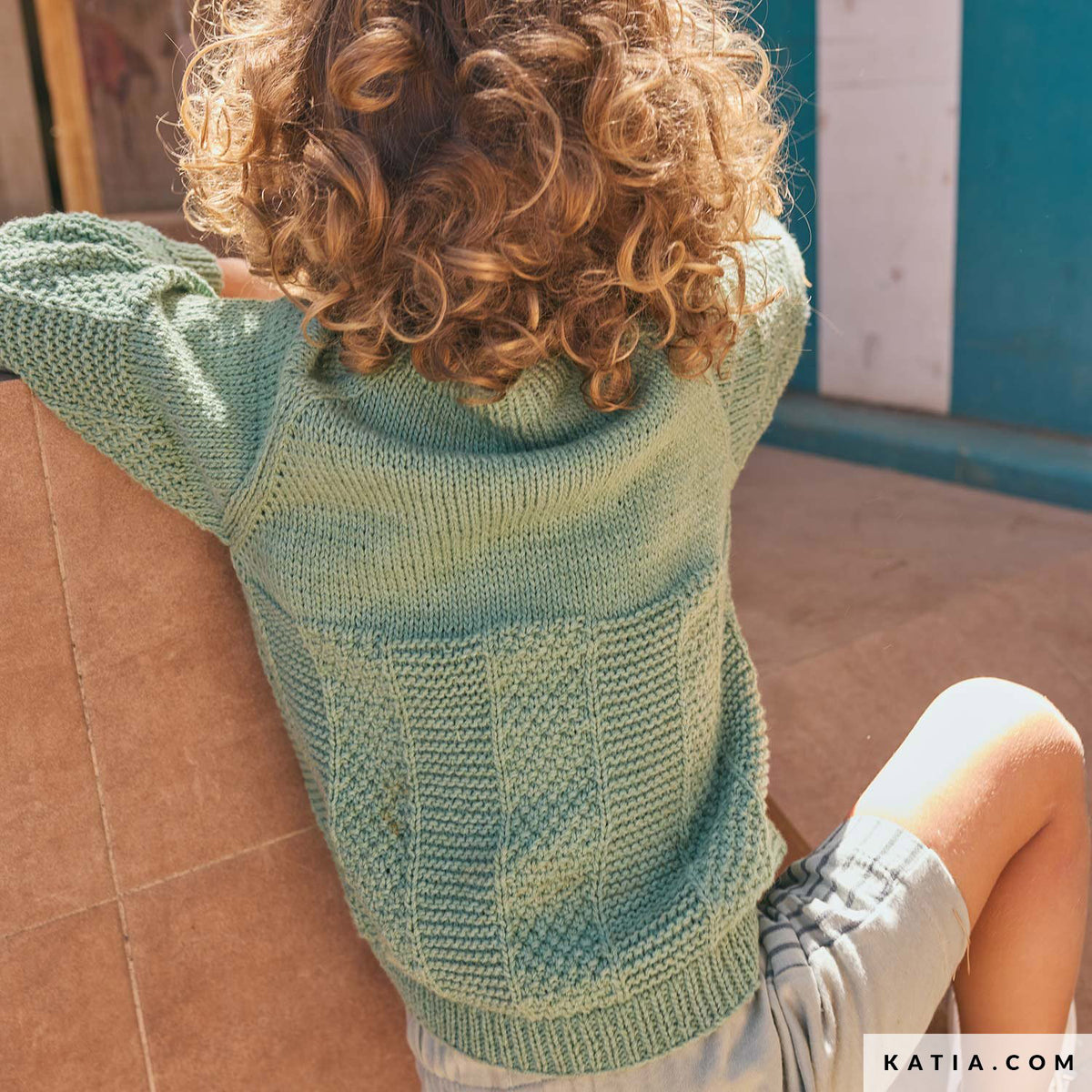Katia Cotton-Camel 057 Grijs - Patroon breien haken kinderen trui lente zomer katia — gemaakt met Katia Cotton-Camel