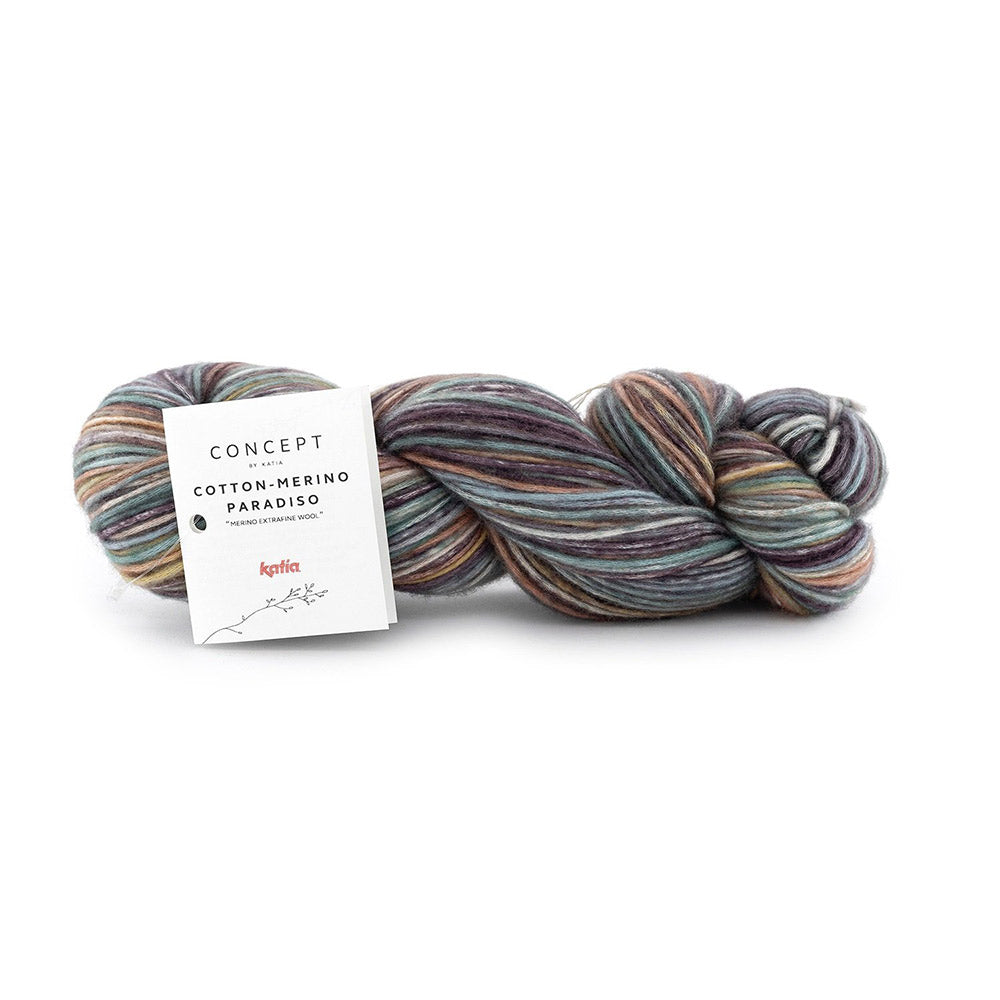 Katia Cotton-Merino Paradiso 305 Kauwgom Roze-Paars-Water Blauw
