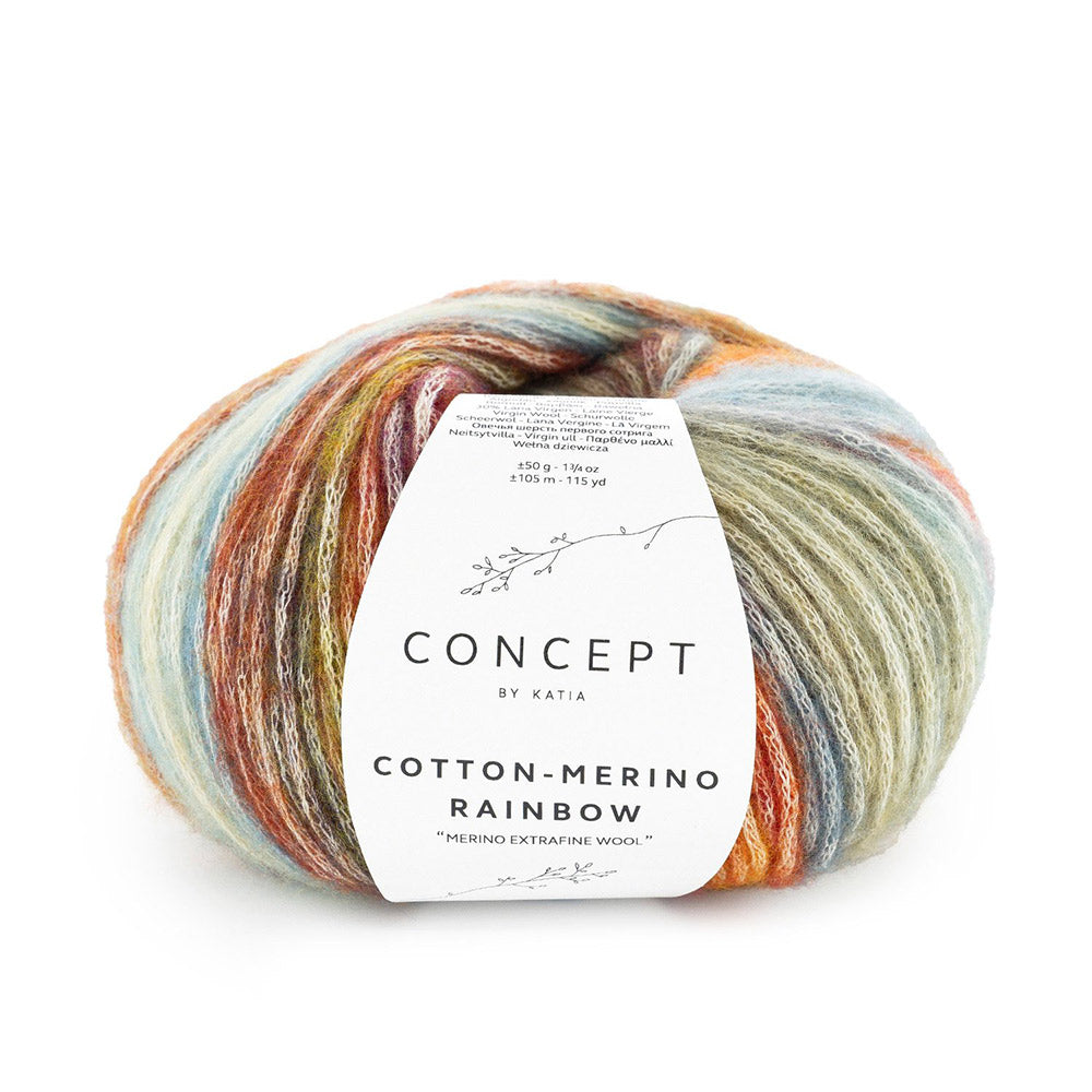 Katia Cotton-Merino Rainbow 506 Oranje-Turquoise-Rood