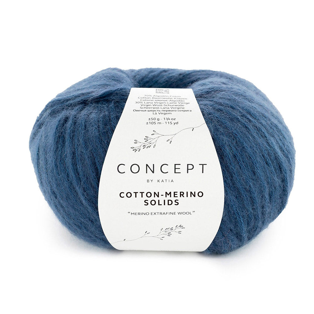 Katia Cotton-Merino Solids 070 Donker blauw-Oceaan blauw