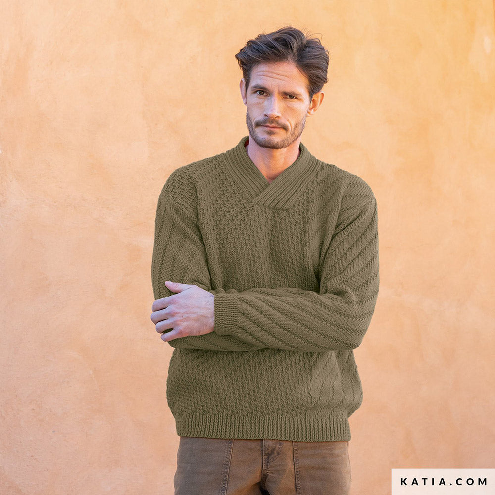 Katia Craft Lover 018 Mauvé - Patroon breien haken heren trui herfst winter katia — gemaakt met Katia Craft Lover