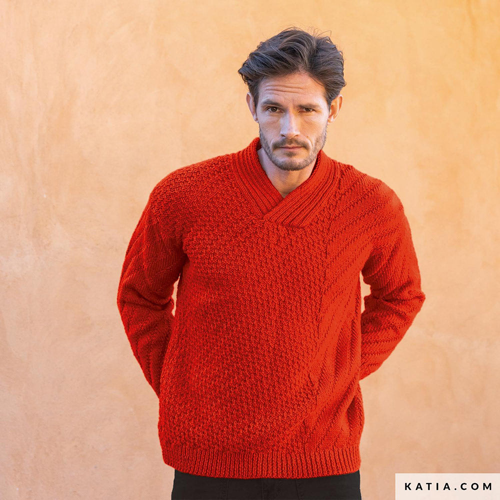 Katia Craft Lover 028 Koper - Patroon breien haken heren trui herfst winter katia — gemaakt met Katia Craft Lover (8)