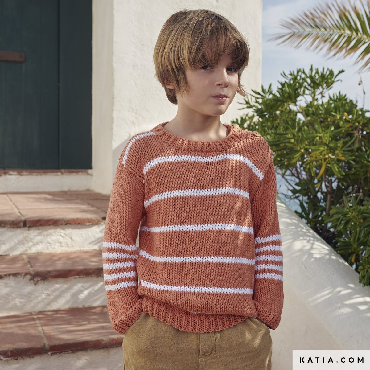 Katia Easy Knit Cotton 007 Steen grijs - Patroon breien haken kinderen trui lente zomer katia — gemaakt met Katia Easy Knit Cotton (2)