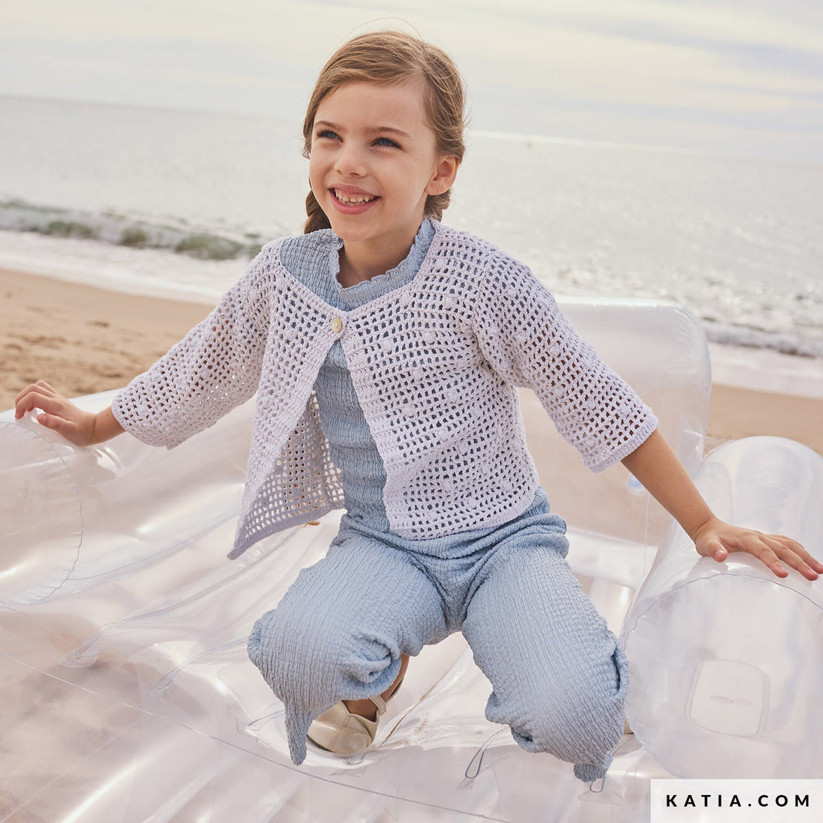 Katia Estrella 067 Make-up-Zilver - Patroon breien haken kinderen jas lente zomer katia — gemaakt met Katia Estrella (6)
