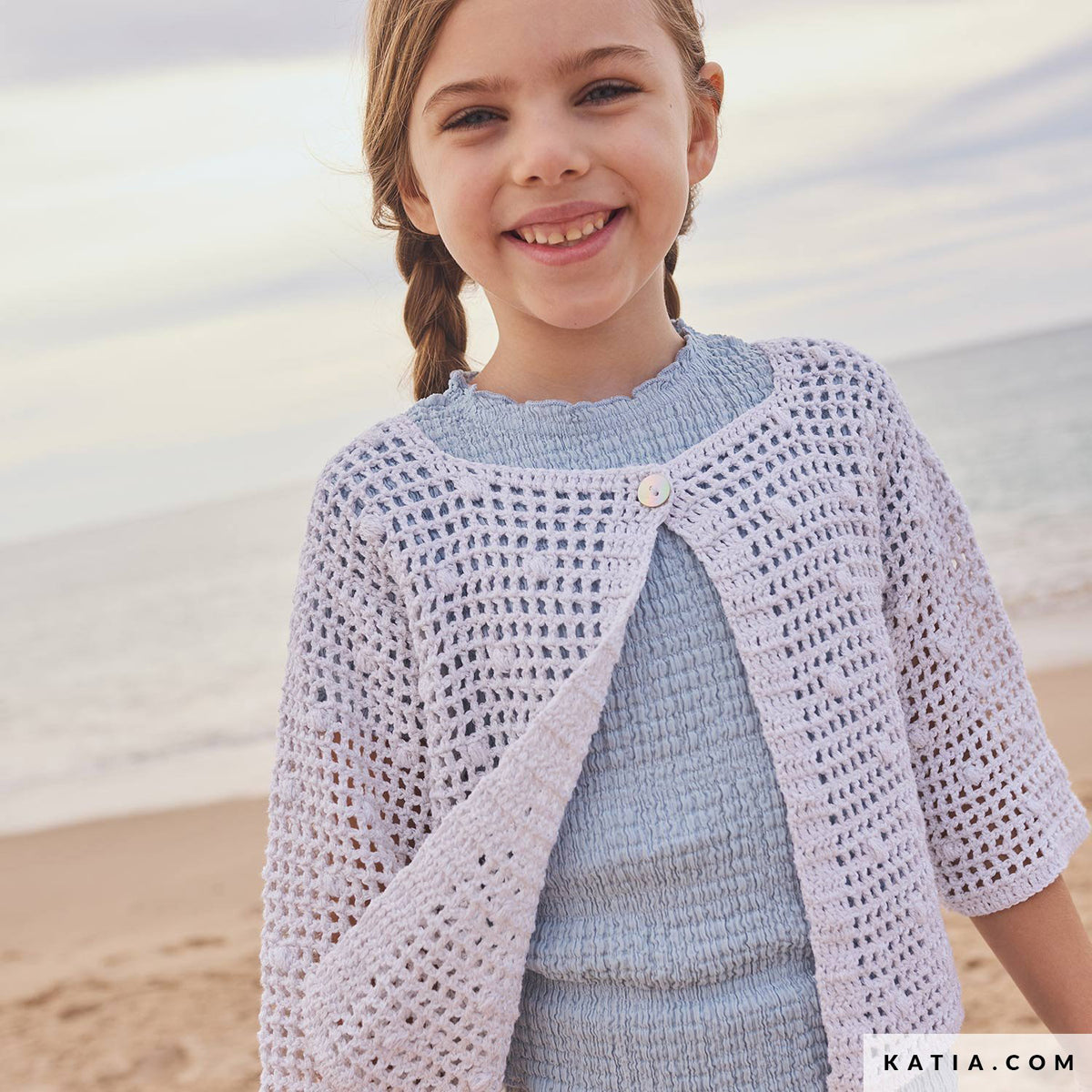 Katia Estrella 069 Roest bruin-Koper - Patroon breien haken kinderen jas lente zomer katia — gemaakt met Katia Estrella (3)
