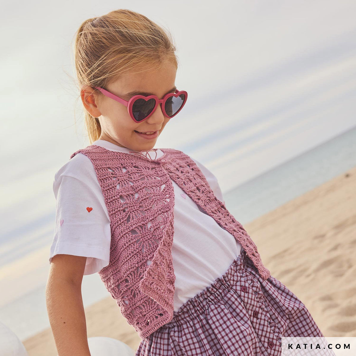 Katia Estrella 069 Roest bruin-Koper - Patroon breien haken kinderen vest lente zomer katia — gemaakt met Katia Estrella (6)