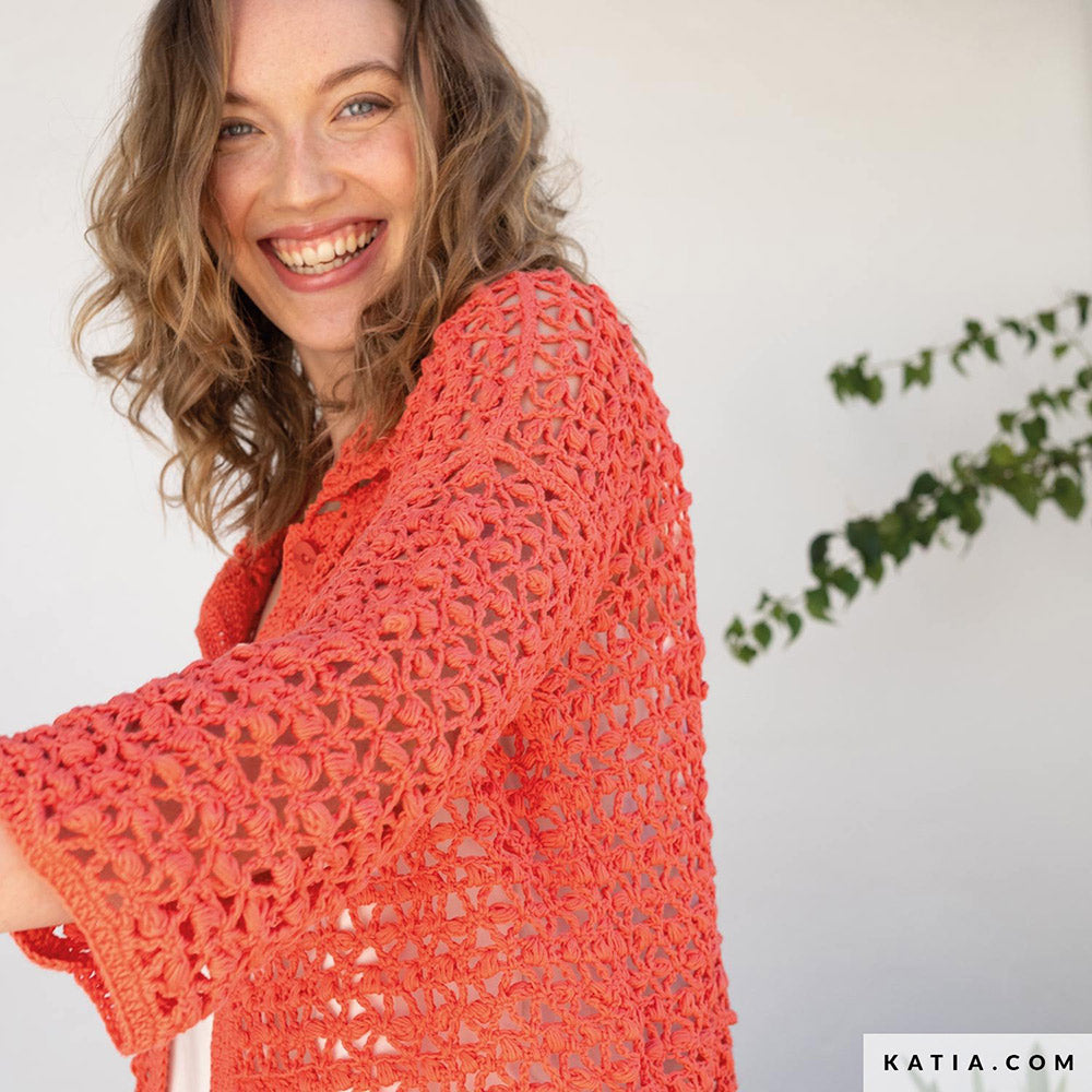 Katia Fair Cotton 002 Zwart - Patroon breien haken dames jas lente zomer katia — gemaakt met Katia Fair Cotton (11)