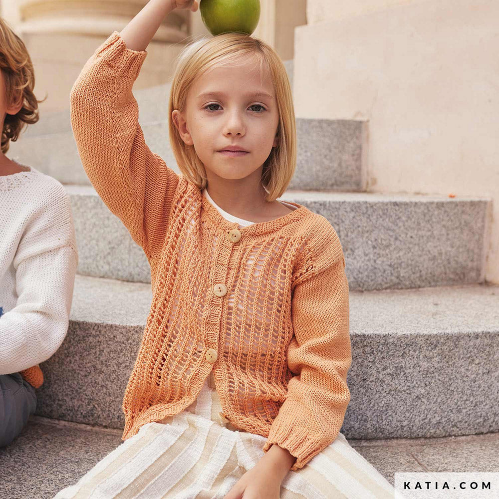 Katia Fair Cotton 002 Zwart - Patroon breien haken kinderen jas lente zomer katia — gemaakt met Katia Fair Cotton (15)