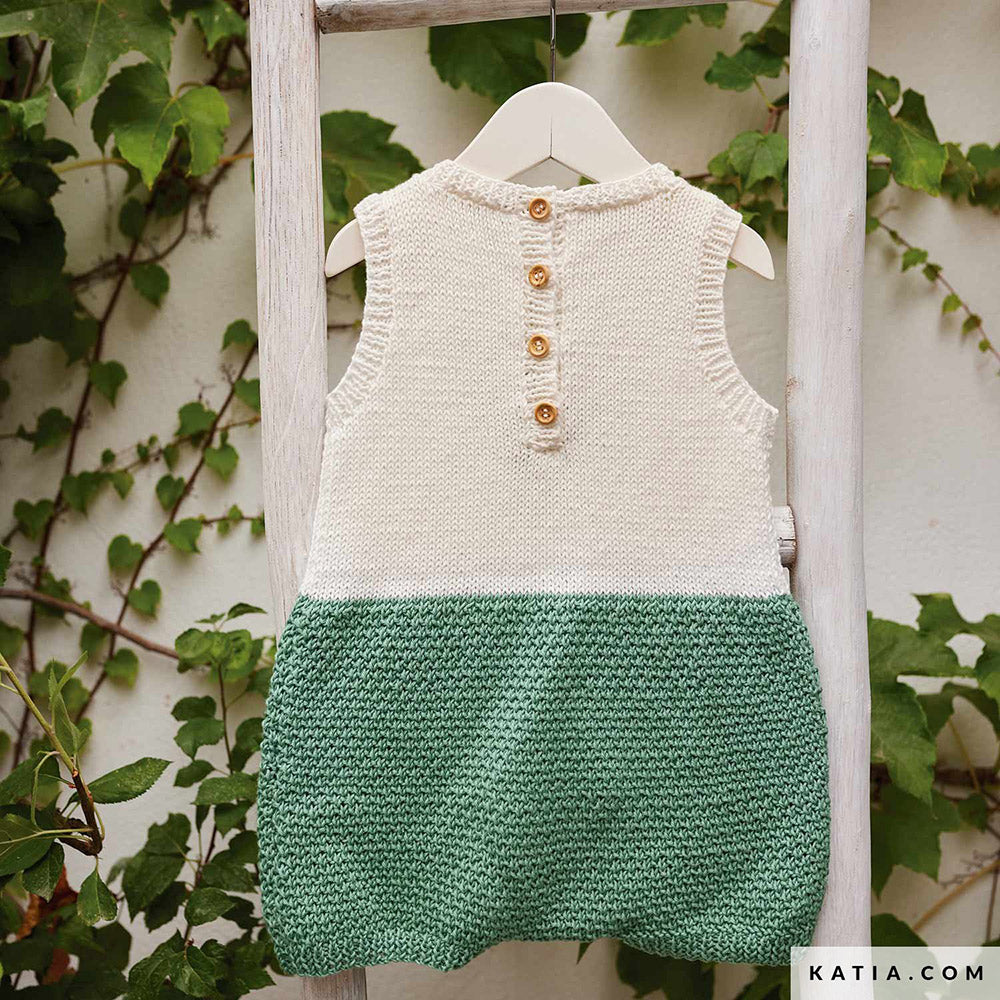 Katia Fair Cotton 054 Antraciet Grijs - Patroon breien haken baby romper lente zomer katia — gemaakt met Katia Fair Cotton (2)