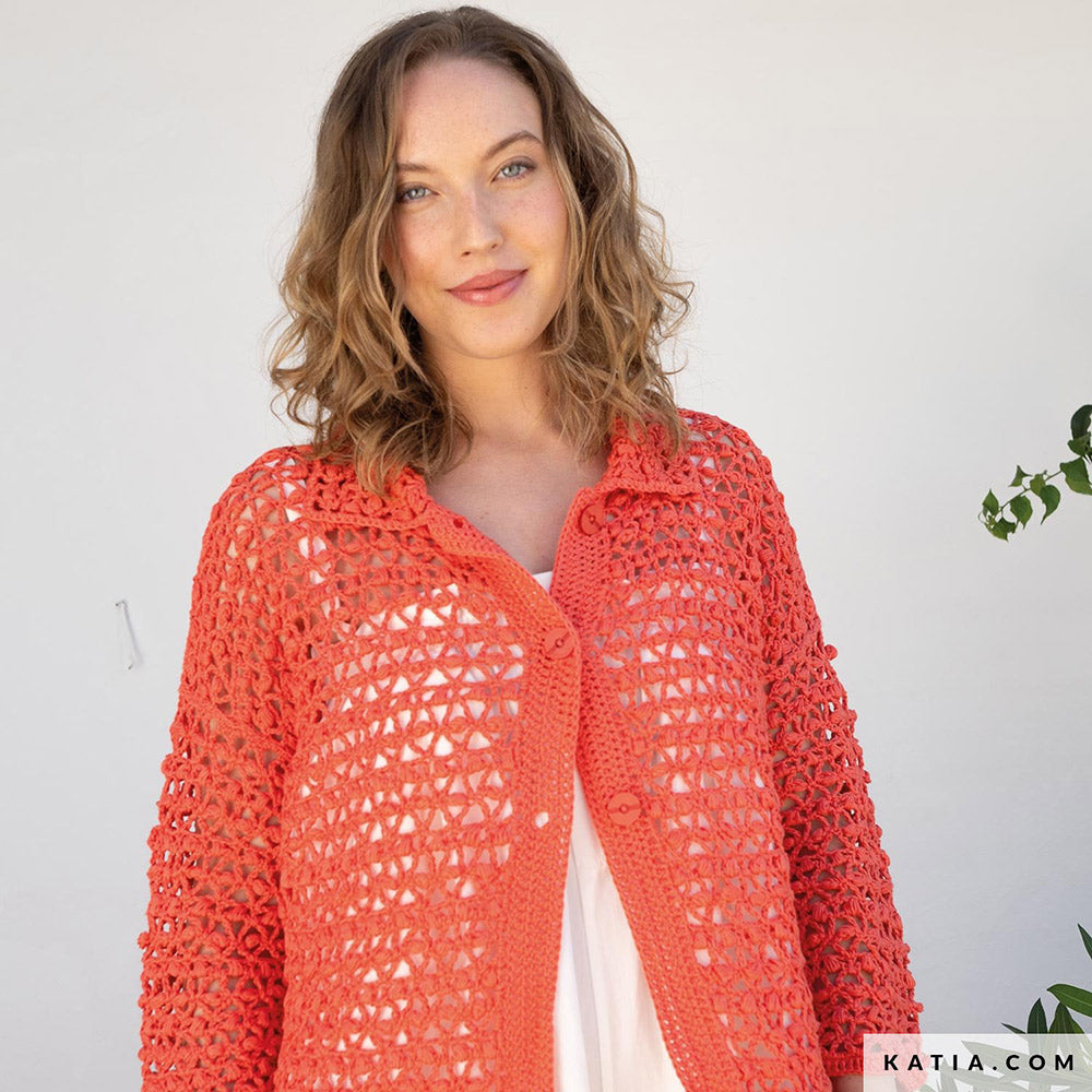 Katia Fair Cotton 059 Violet - Patroon breien haken dames jas lente zomer katia — gemaakt met Katia Fair Cotton (10)