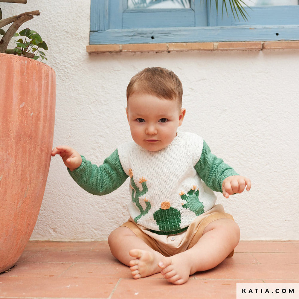 Katia Fair Cotton 059 Violet - Patroon breien haken baby trui lente zomer katia — gemaakt met Katia Fair Cotton (5)