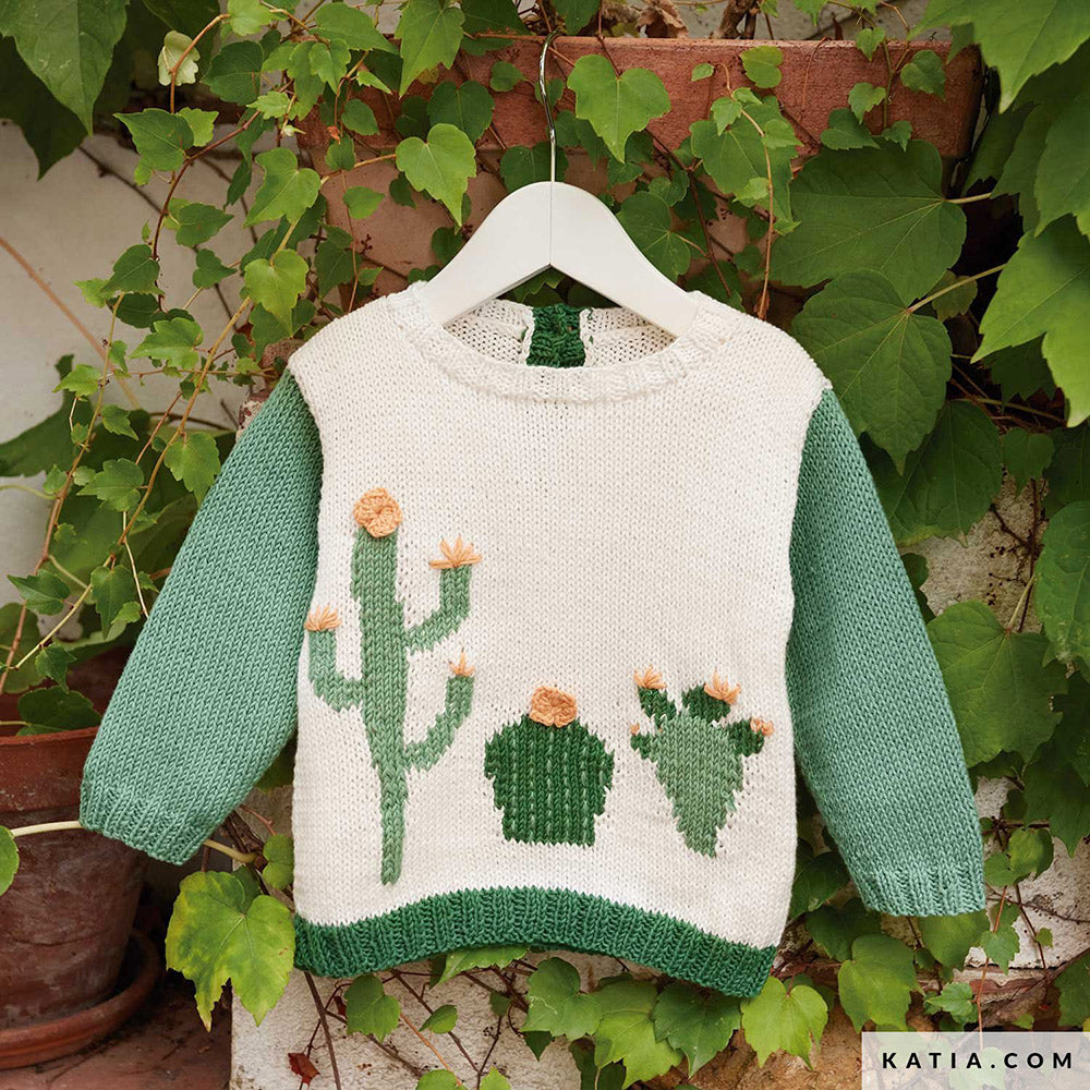 Katia Fair Cotton 059 Violet - Patroon breien haken baby trui lente zomer katia — gemaakt met Katia Fair Cotton (3)