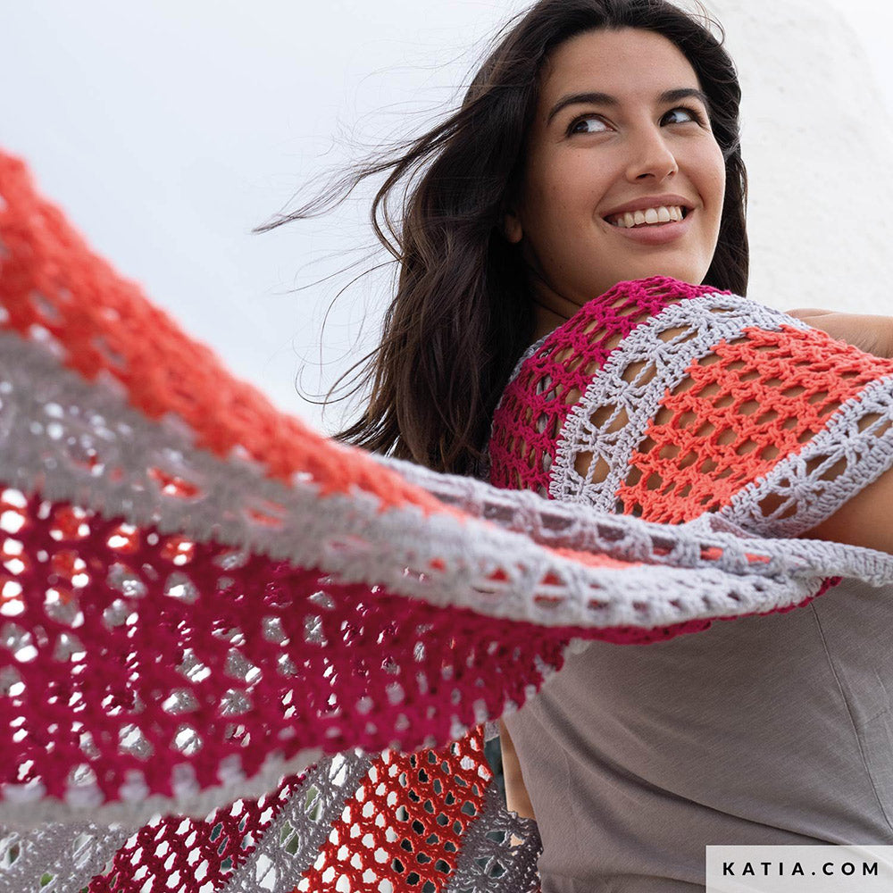 Katia Fair Cotton 059 Violet - Patroon breien haken dames jas lente zomer katia — gemaakt met Katia Fair Cotton (8)