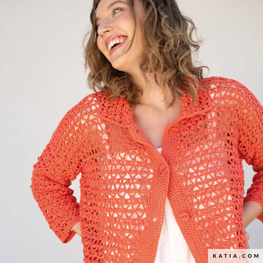 Katia Fair Cotton 059 Violet - Patroon breien haken dames jas lente zomer katia — gemaakt met Katia Fair Cotton (12)
