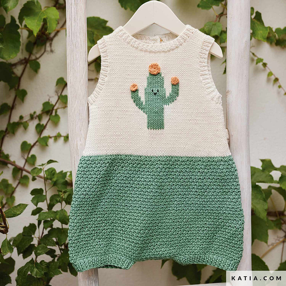 Katia Fair Cotton 059 Violet - Patroon breien haken baby romper lente zomer katia — gemaakt met Katia Fair Cotton