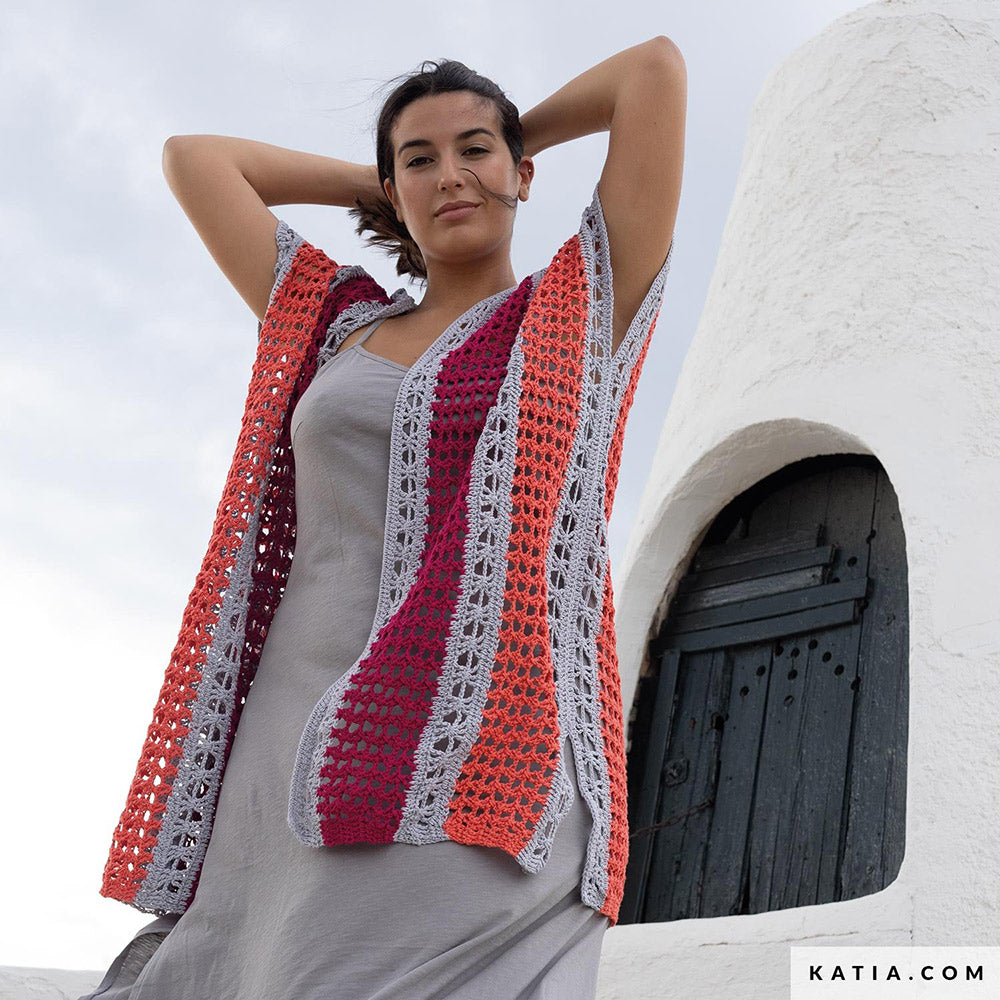 Katia Fair Cotton 059 Violet - Patroon breien haken dames jas lente zomer katia — gemaakt met Katia Fair Cotton (3)