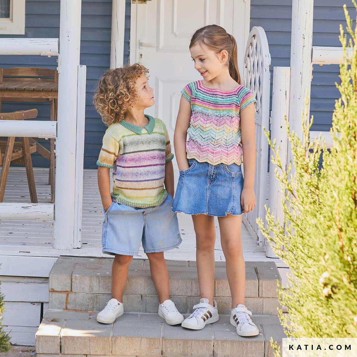 Katia Fair Cotton 060 Militair groen - Patroon breien haken kinderen shirt lente zomer katia — gemaakt met Katia Fair Cotton (6)