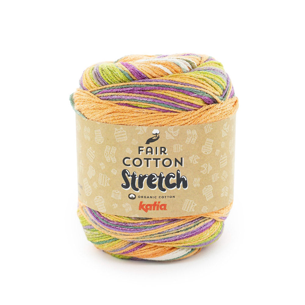 Katia Fair Cotton Stretch 105 Paars-Groen-Oranje