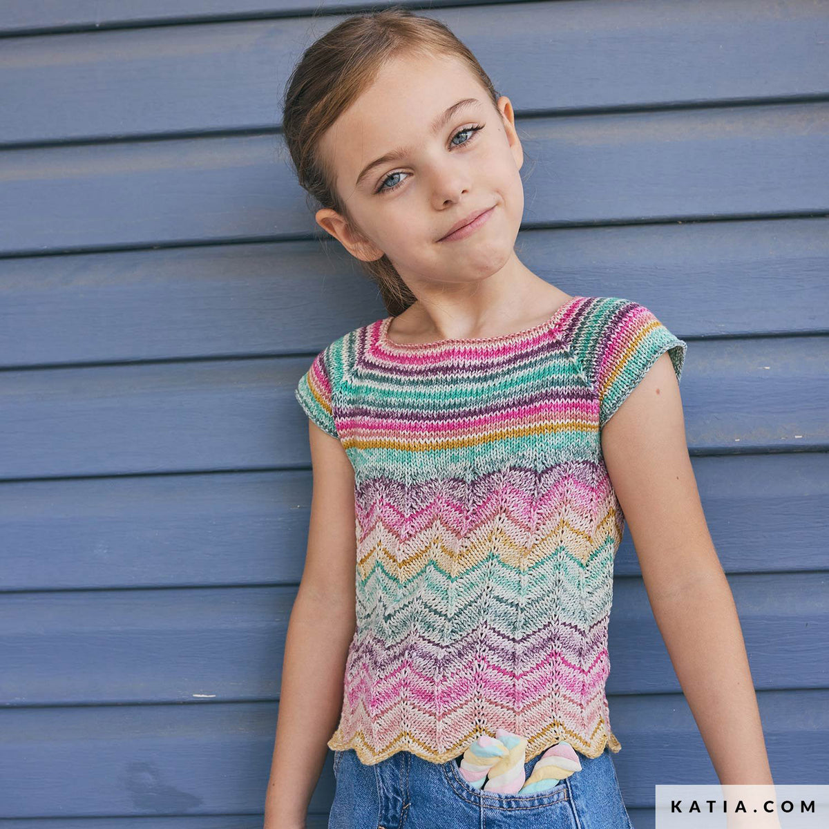 Patroon breien haken kinderen shirt lente zomer katia — gemaakt met Katia Kinderen Magazine No. (7)