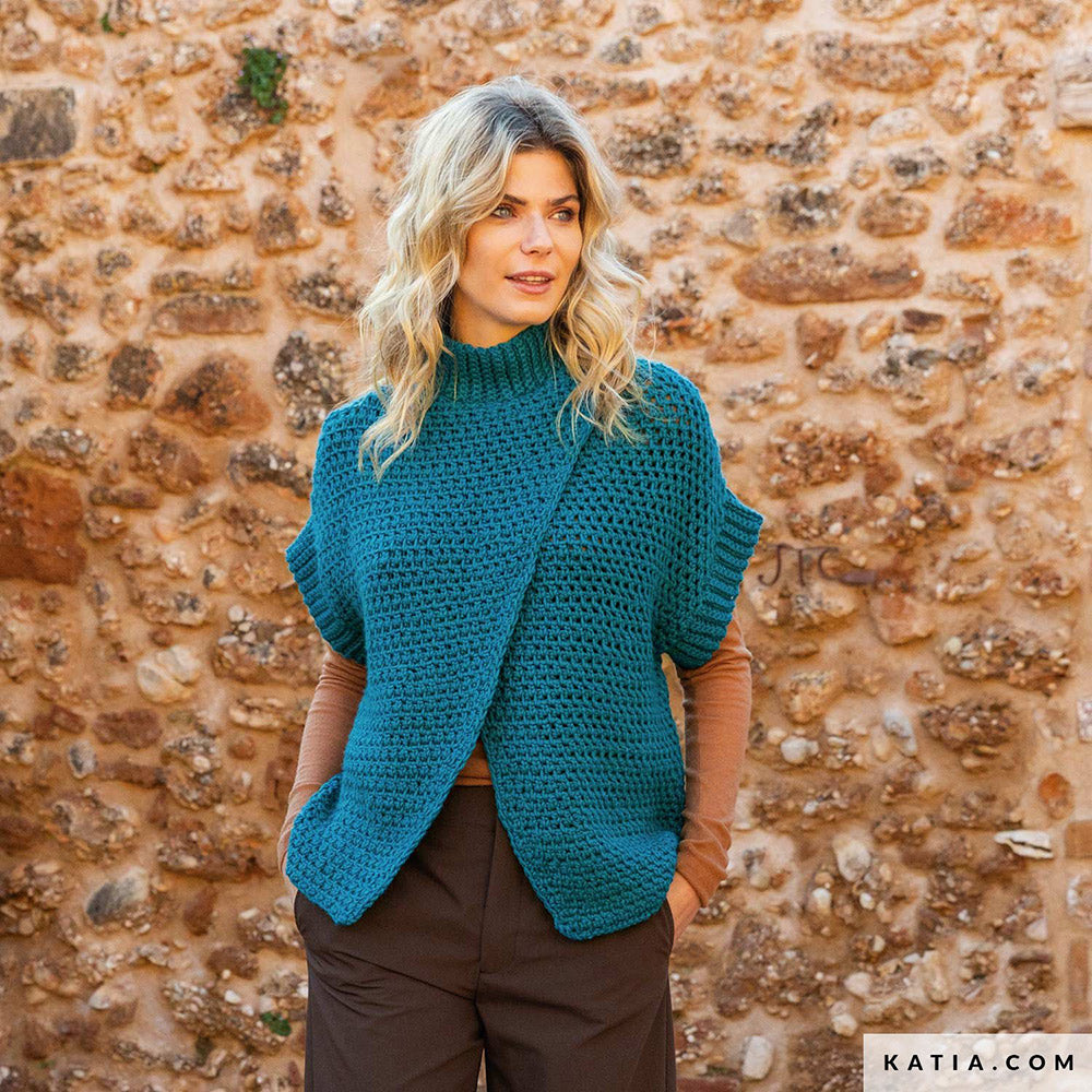 Katia Merino Aran 009 Steen - Patroon breien haken dames jas herfst winter katia — gemaakt met Katia Merino Aran (9)
