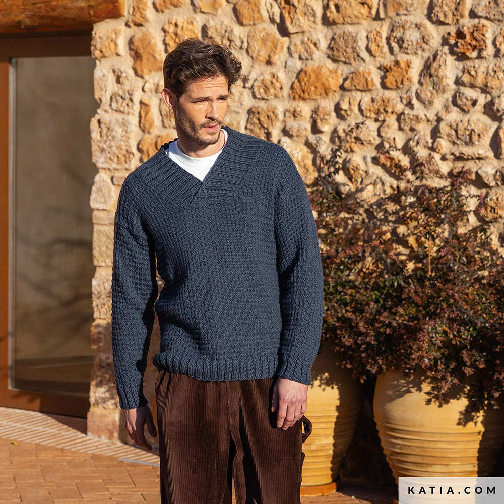 Katia Merino Aran 109 Groen Gras - Patroon breien haken heren trui herfst winter katia — gemaakt met Katia Merino Aran (4)