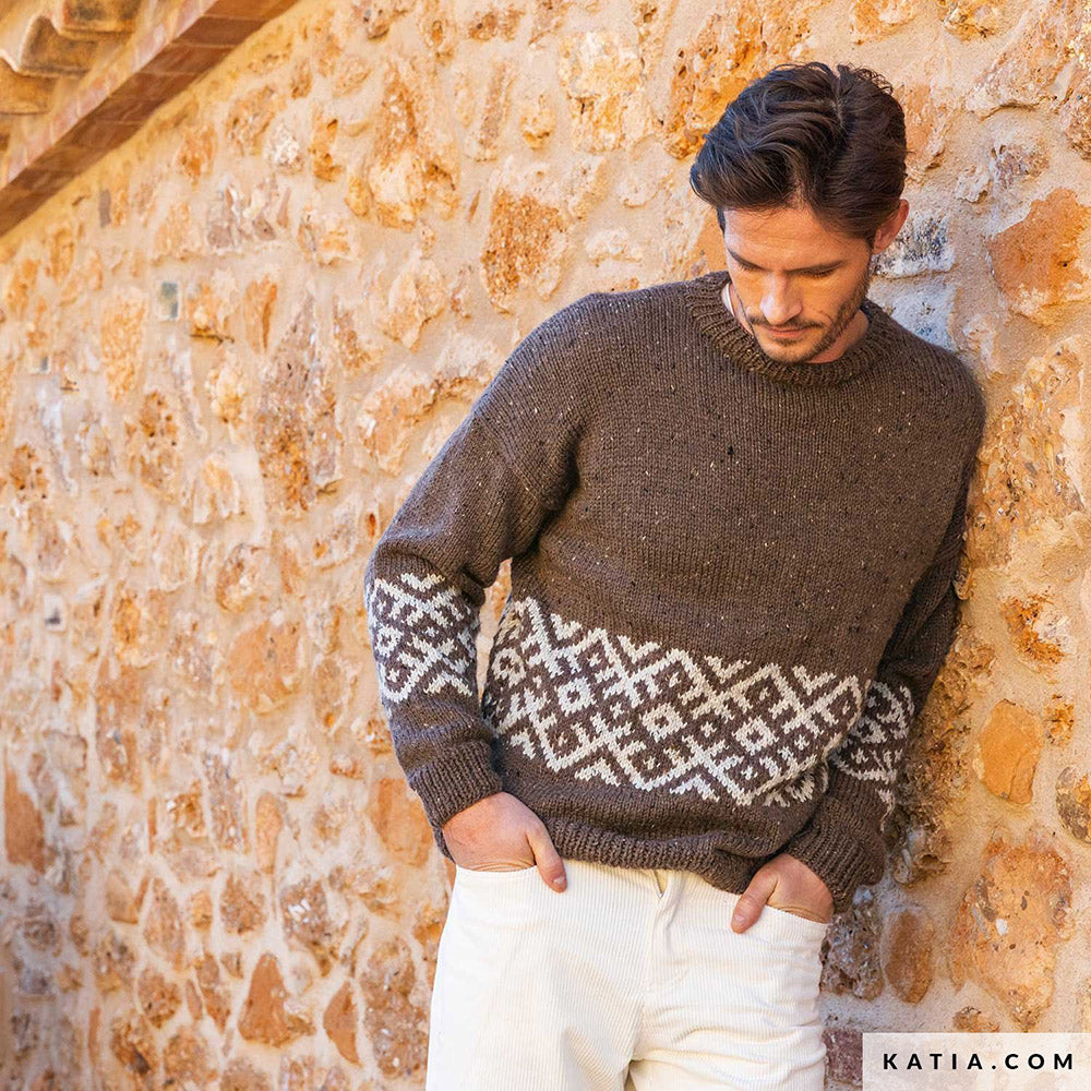 Katia Merino Tweed 315 Framboos - Patroon breien haken heren trui herfst winter katia — gemaakt met Katia Merino Tweed (4)