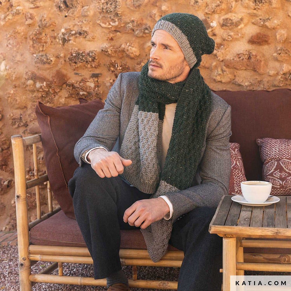 Katia Merino Tweed 315 Framboos - Patroon breien haken heren set herfst winter katia — gemaakt met Katia Merino Tweed (2)