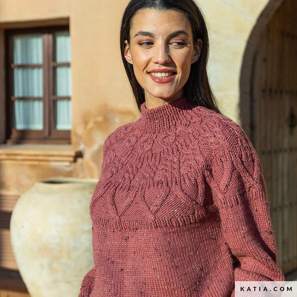 Katia Merino Tweed 318 Mosterd - Patroon breien haken dames trui herfst winter katia — gemaakt met Katia Merino Tweed (2)