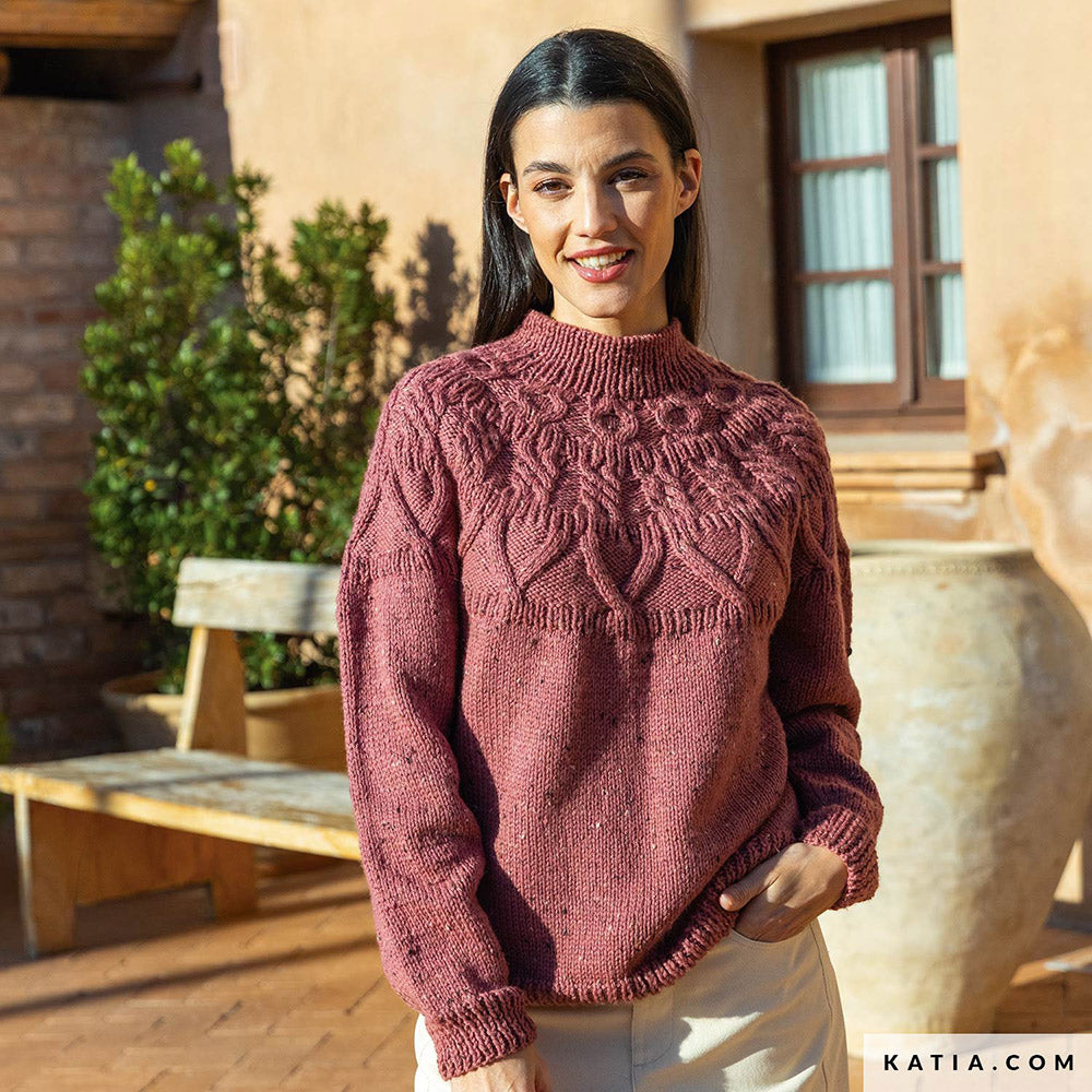 Katia Merino Tweed 318 Mosterd - Patroon breien haken dames trui herfst winter katia — gemaakt met Katia Merino Tweed (4)